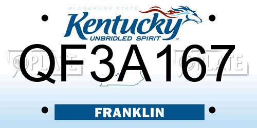 QF3A167 Kentucky License Plate