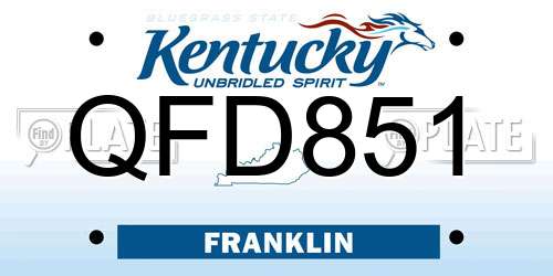 QFD851 Kentucky License Plate