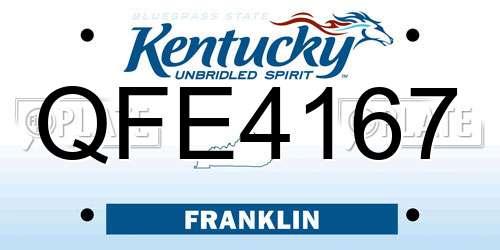 QFE4167 Kentucky License Plate