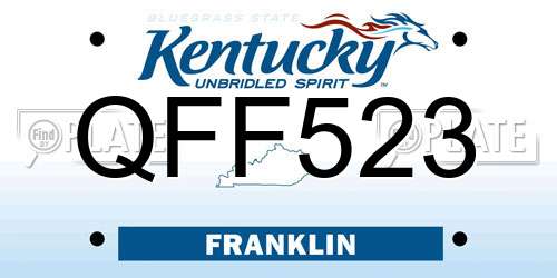 QFF523 Kentucky License Plate