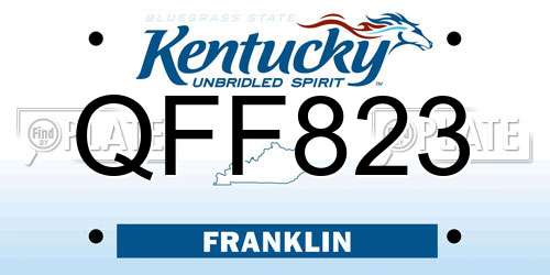 QFF823 Kentucky License Plate