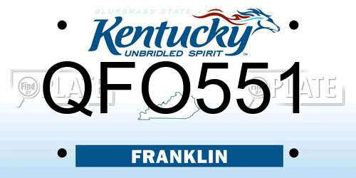 QFO551 Kentucky License Plate