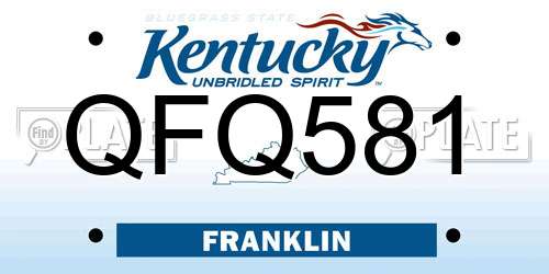 QFQ581 Kentucky License Plate