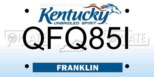 QFQ85I Kentucky License Plate