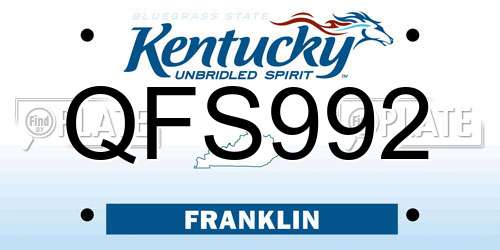 QFS992 Kentucky License Plate
