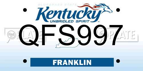 QFS997 Kentucky License Plate
