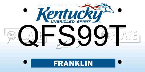 QFS99T Kentucky License Plate