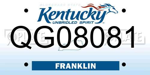 QG08081 Kentucky License Plate