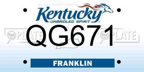 QG671 Kentucky License Plate