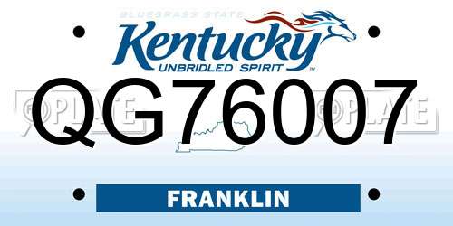 QG76007 Kentucky License Plate