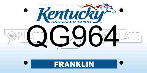 QG964 Kentucky License Plate