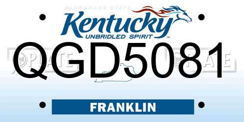 QGD5081 Kentucky License Plate
