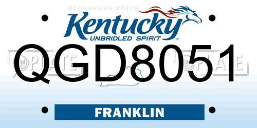 QGD8051 Kentucky License Plate