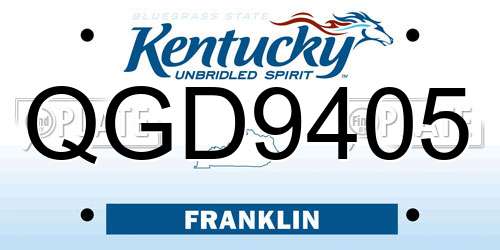 QGD9405 Kentucky License Plate