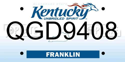 QGD9408 Kentucky License Plate