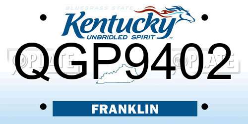 QGP9402 Kentucky License Plate