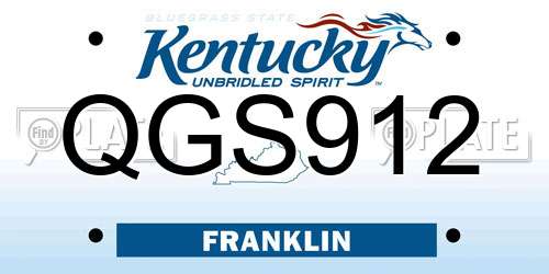 QGS912 Kentucky License Plate