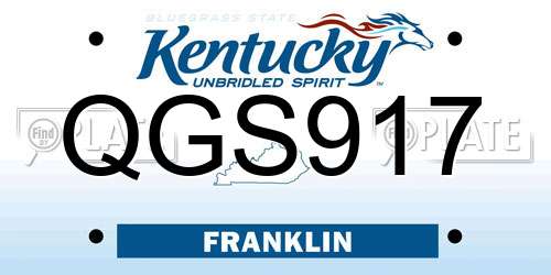QGS917 Kentucky License Plate