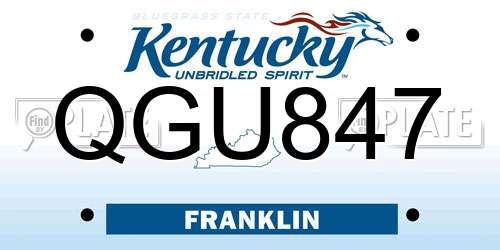QGU847 Kentucky License Plate