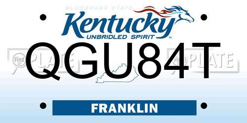 QGU84T Kentucky License Plate