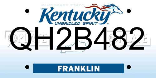 QH2B482 Kentucky License Plate