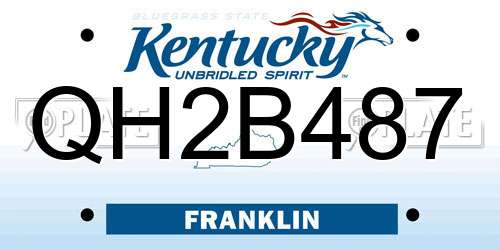 QH2B487 Kentucky License Plate
