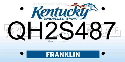 QH2S487 Kentucky License Plate