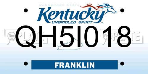 QH5I018 Kentucky License Plate
