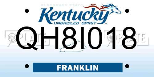 QH8I018 Kentucky License Plate