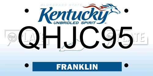 QHJC95 Kentucky License Plate