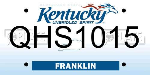 QHS1015 Kentucky License Plate