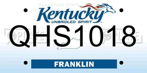 QHS1018 Kentucky License Plate