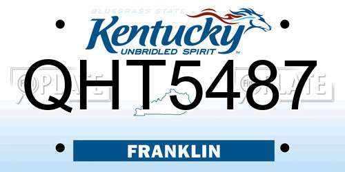 QHT5487 Kentucky License Plate