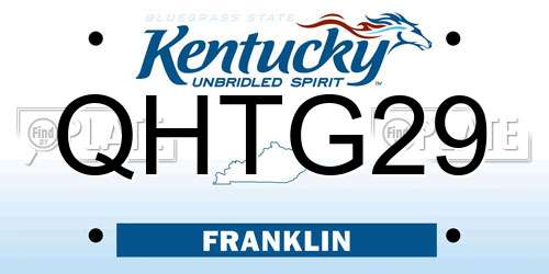 QHTG29 Kentucky License Plate