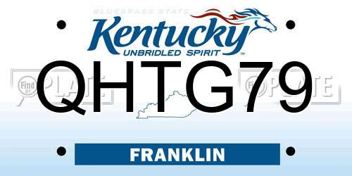 QHTG79 Kentucky License Plate