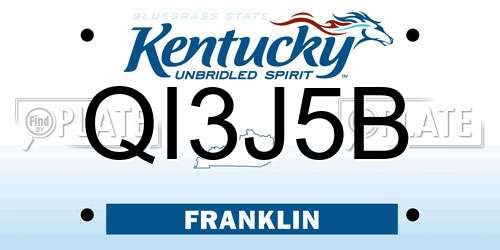 QI3J5B Kentucky License Plate