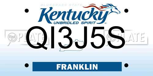 QI3J5S Kentucky License Plate