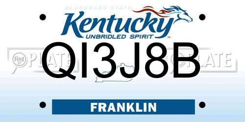 QI3J8B Kentucky License Plate