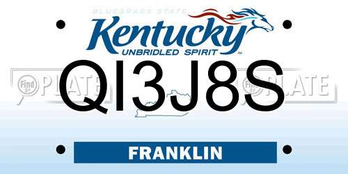 QI3J8S Kentucky License Plate