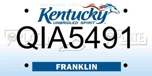 QIA5491 Kentucky License Plate