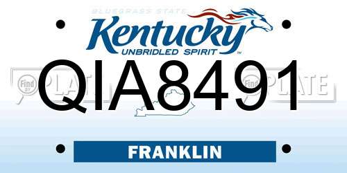 QIA8491 Kentucky License Plate