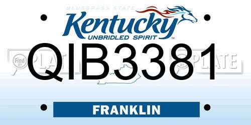 QIB3381 Kentucky License Plate