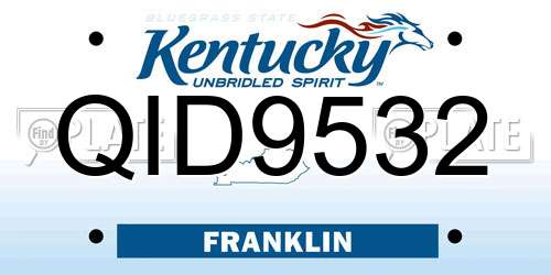 QID9532 Kentucky License Plate