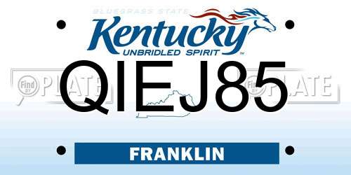 QIEJ85 Kentucky License Plate