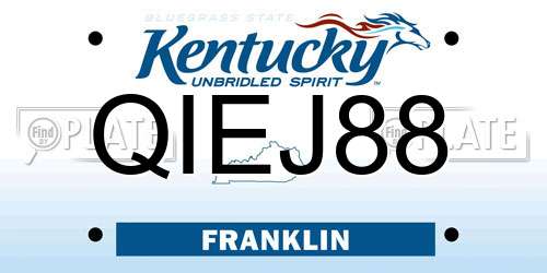 QIEJ88 Kentucky License Plate