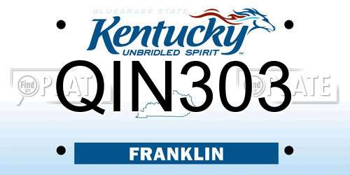 QIN303 Kentucky License Plate
