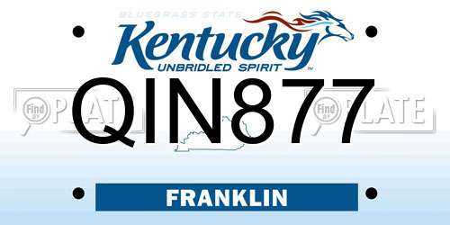QIN877 Kentucky License Plate