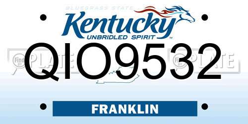 QIO9532 Kentucky License Plate