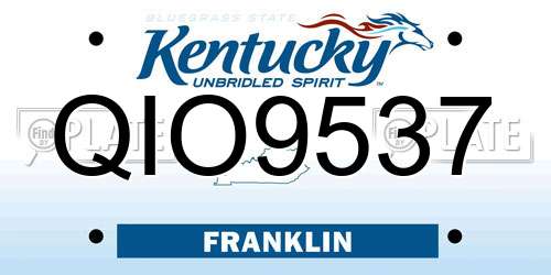 QIO9537 Kentucky License Plate