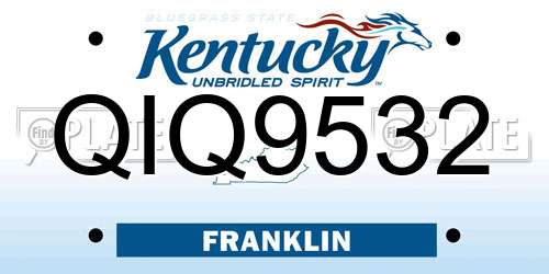 QIQ9532 Kentucky License Plate